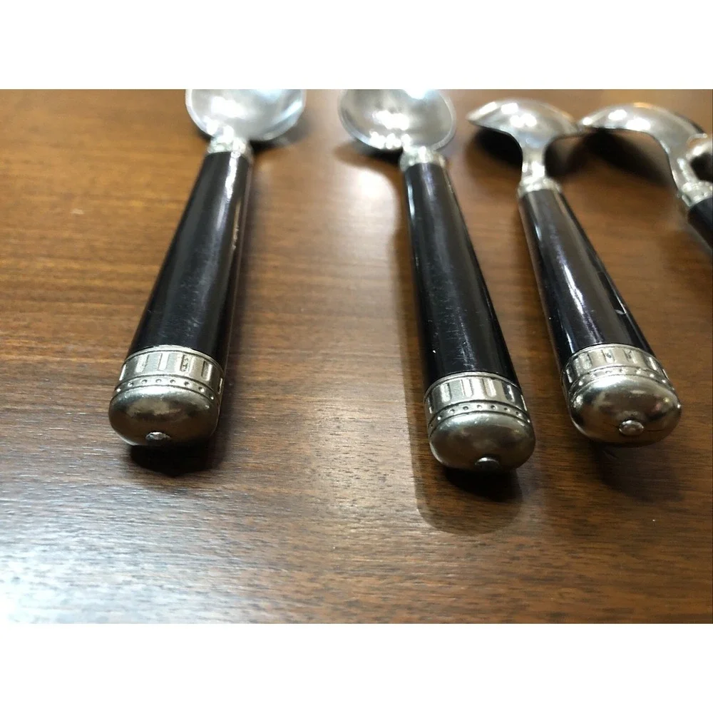 Italia Black EME flatware 6 spoons 18/10 Italy